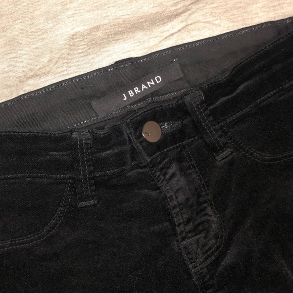J BRAND Super Skinny velveteen Velvet pants soft stretchy fitted black EUC Sz 24 - Picture 2 of 5
